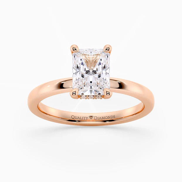 Hidden Halo Radiant Kala Diamond Ring in 18K Rose Gold