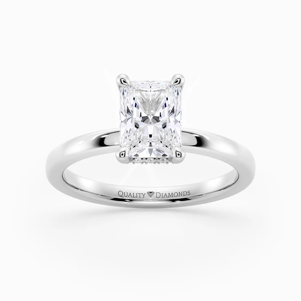 Hidden Halo Radiant Kala Diamond Ring in 18K White Gold