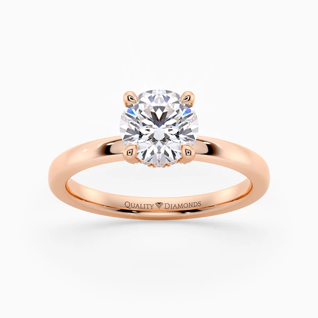 Hidden Halo Round Brilliant Kala Diamond Ring in 9K Rose Gold