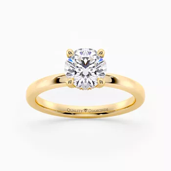 Hidden Halo Round Brilliant Kala Diamond Ring in 18K Yellow Gold