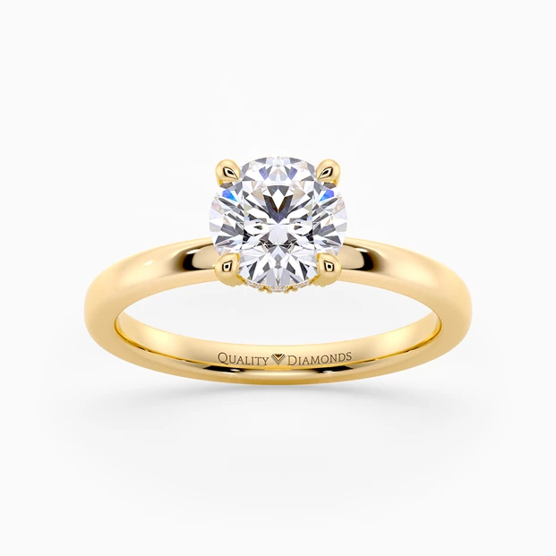 Hidden Halo Round Brilliant Kala Diamond Ring in 18K Yellow Gold