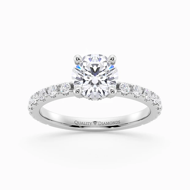 Diamond Set Hidden Halo Round Brilliant Kala Diamond Ring in Platinum