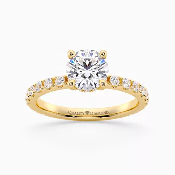Diamond Set Hidden Halo Round Brilliant Kala Diamond Ring in 18K Yellow Gold