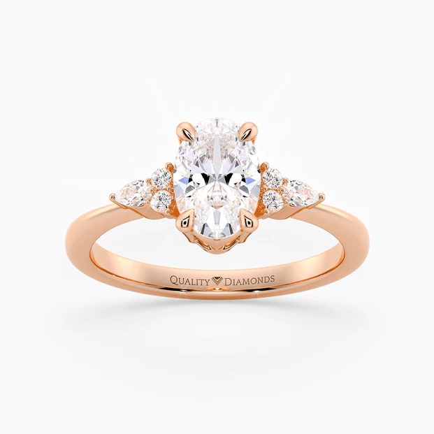 Diamond Set Oval Nara Diamond Ring in 18K Rose Gold