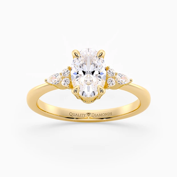 Diamond Set Oval Nara Diamond Ring in Oval 9K Yellow Gold