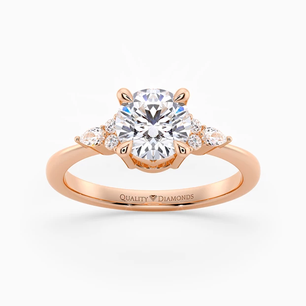 Diamond Set Round Brilliant Nara Diamond Ring in 9K Rose Gold
