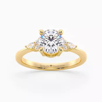 Diamond Set Round Brilliant Nara Diamond Ring in 18K Yellow Gold
