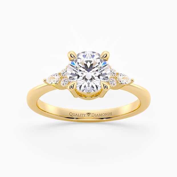 Diamond Set Round Brilliant Nara Diamond Ring in 18K Yellow Gold
