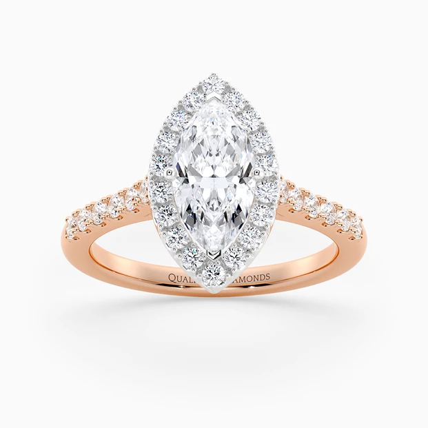 Diamond Set Marquise Bijou Diamond Ring in 18K Rose Gold