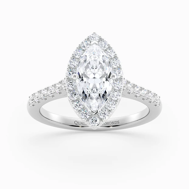 Diamond Set Marquise Bijou Diamond Ring in 18K White Gold