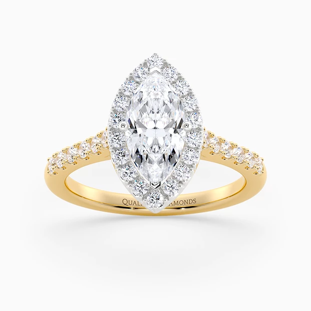 Diamond Set Marquise Bijou Diamond Ring in 9K Yellow Gold