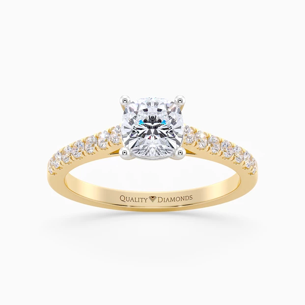 Diamond Set Cushion Milena Diamond Ring in 18K Yellow Gold