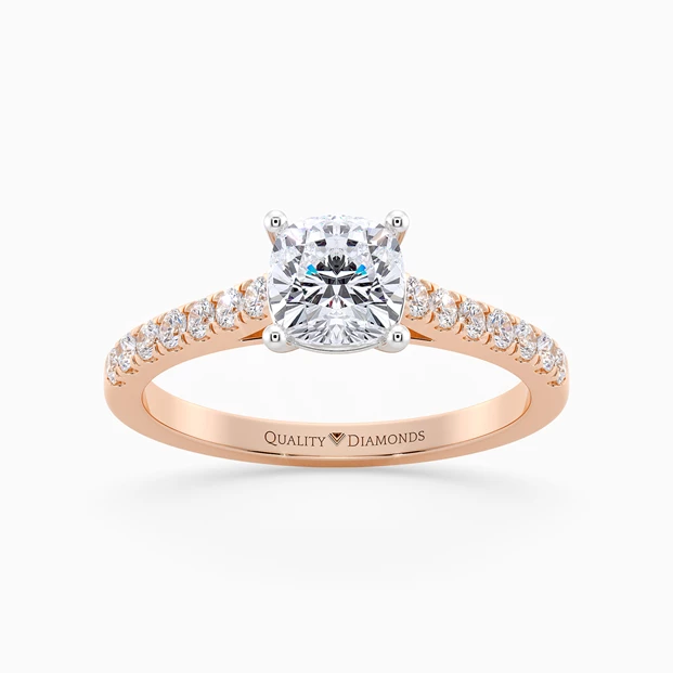 Diamond Set Cushion Milena Diamond Ring in 18K Rose Gold