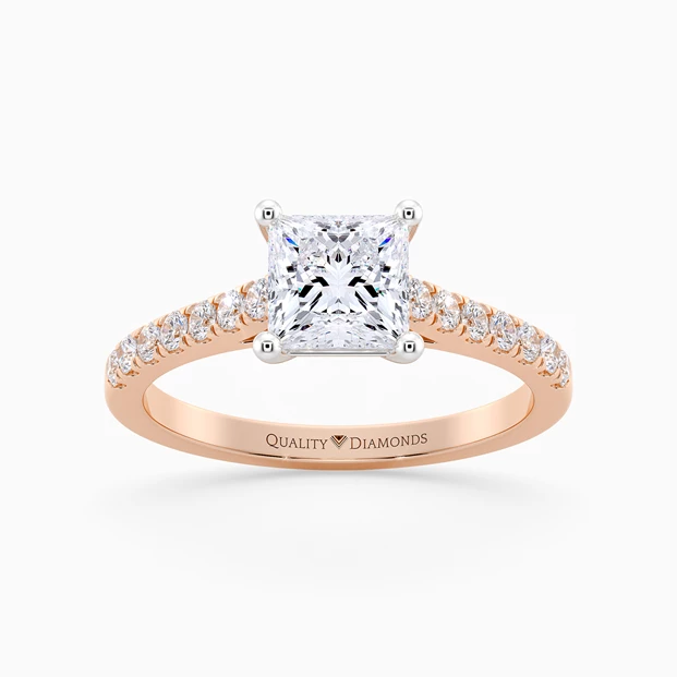 Diamond Set Princess Milena Diamond Ring in 18K Rose Gold