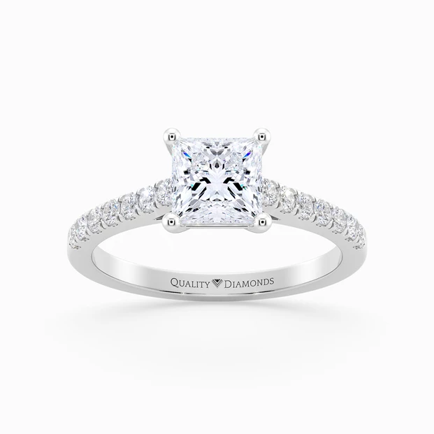 Diamond Set Princess Milena Diamond Ring in 9K White Gold