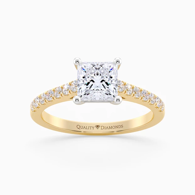 Diamond Set Princess Milena Diamond Ring in 9K Yellow Gold
