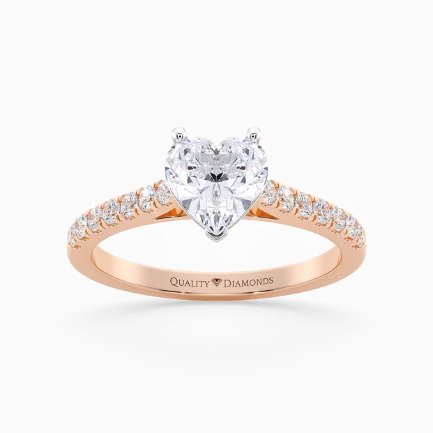 Diamond Set Heart Milena Diamond Ring in 9K Rose Gold