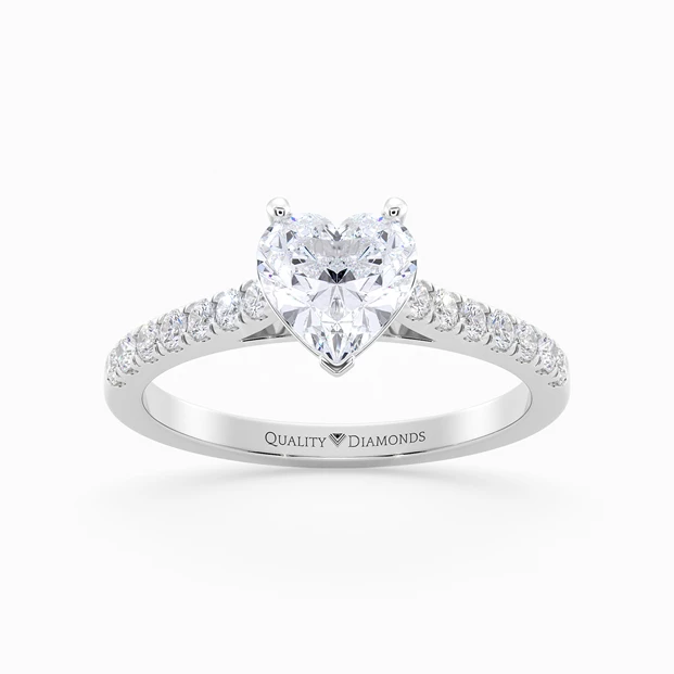 Diamond Set Heart Milena Diamond Ring in 18K White Gold