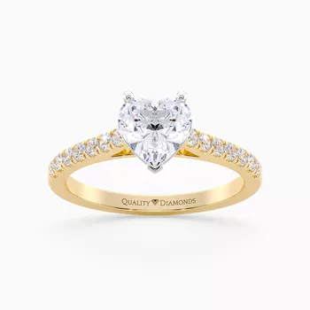 Diamond Set Heart Milena Diamond Ring in 9K Yellow Gold
