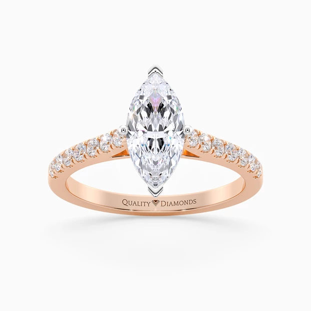 Diamond Set Marquise Milena Diamond Ring in 9K Rose Gold