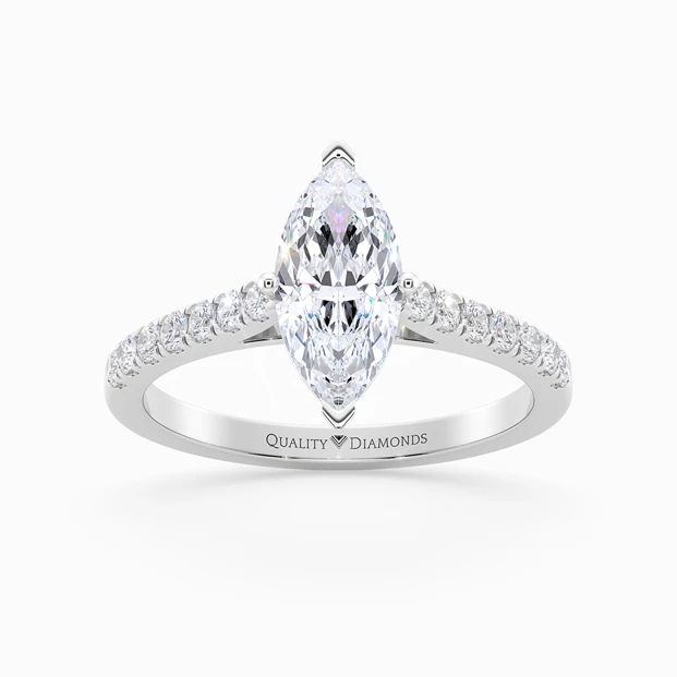 Diamond Set Marquise Milena Diamond Ring in 9K White Gold