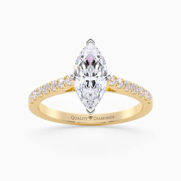 Diamond Set Marquise Milena Diamond Ring in 9K Yellow Gold