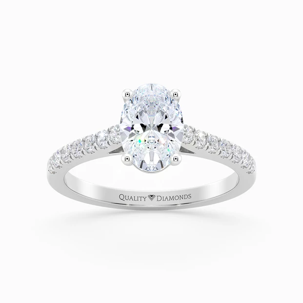 Diamond Set Oval Milena Diamond Ring in Oval 9K White Gold