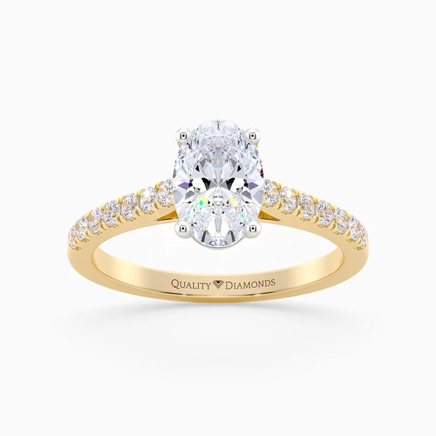 Diamond Set Oval Milena Diamond Ring in 9K Yellow Gold
