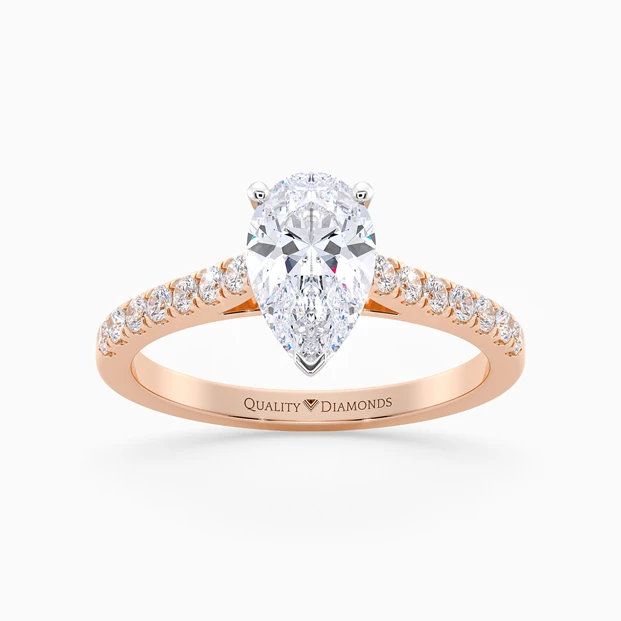 Diamond Set Pear Milena Diamond Ring in 18K Rose Gold