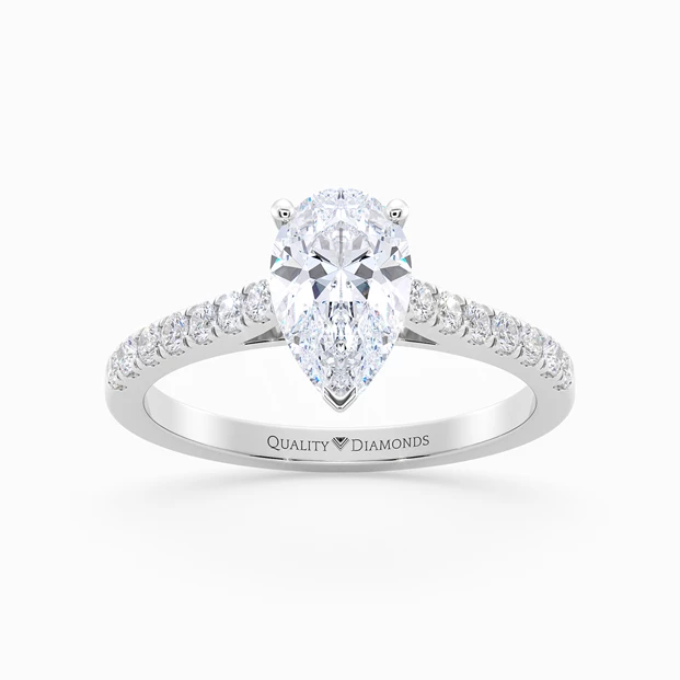 Diamond Set Pear Milena Diamond Ring in 9K White Gold