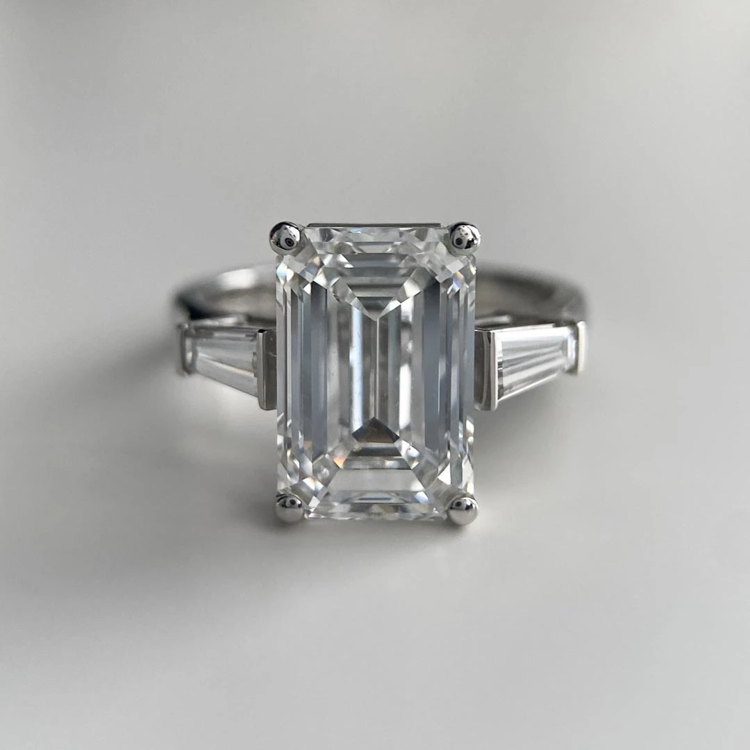 5.03ct Lab-Grown Emerald Vida Trilogy Diamond Ring in Platinum