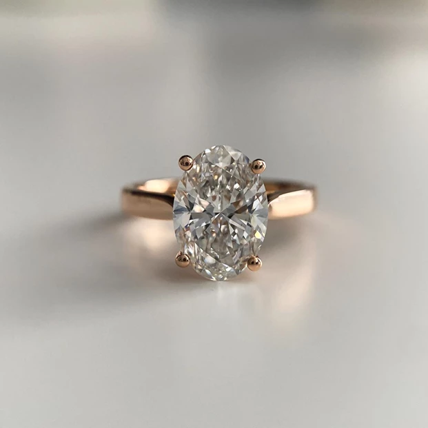 2.09ct Lab-Grown Oval Clara Diamond Ring in 18K Rose Gold