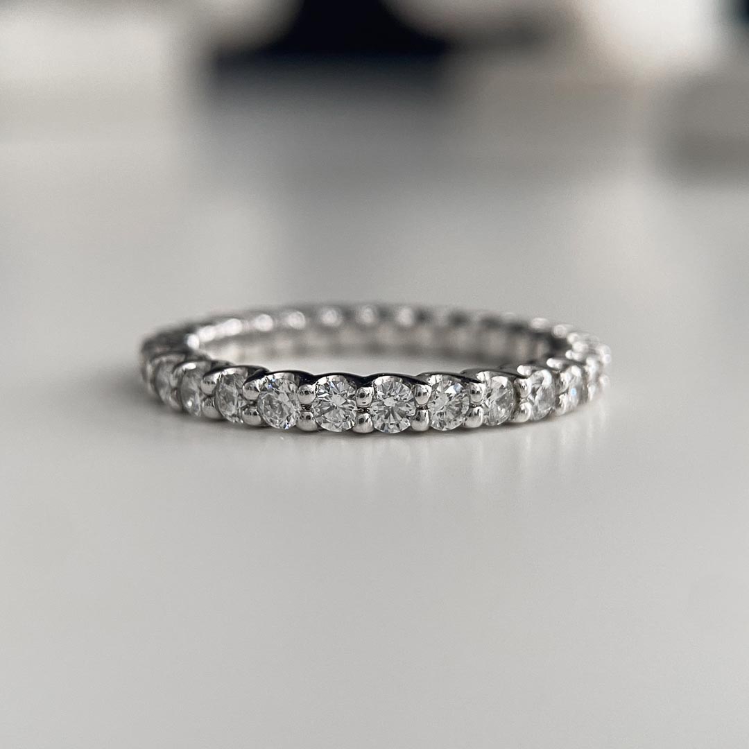 Platinum 2.3mm Full U Collet Set Diamond Ring