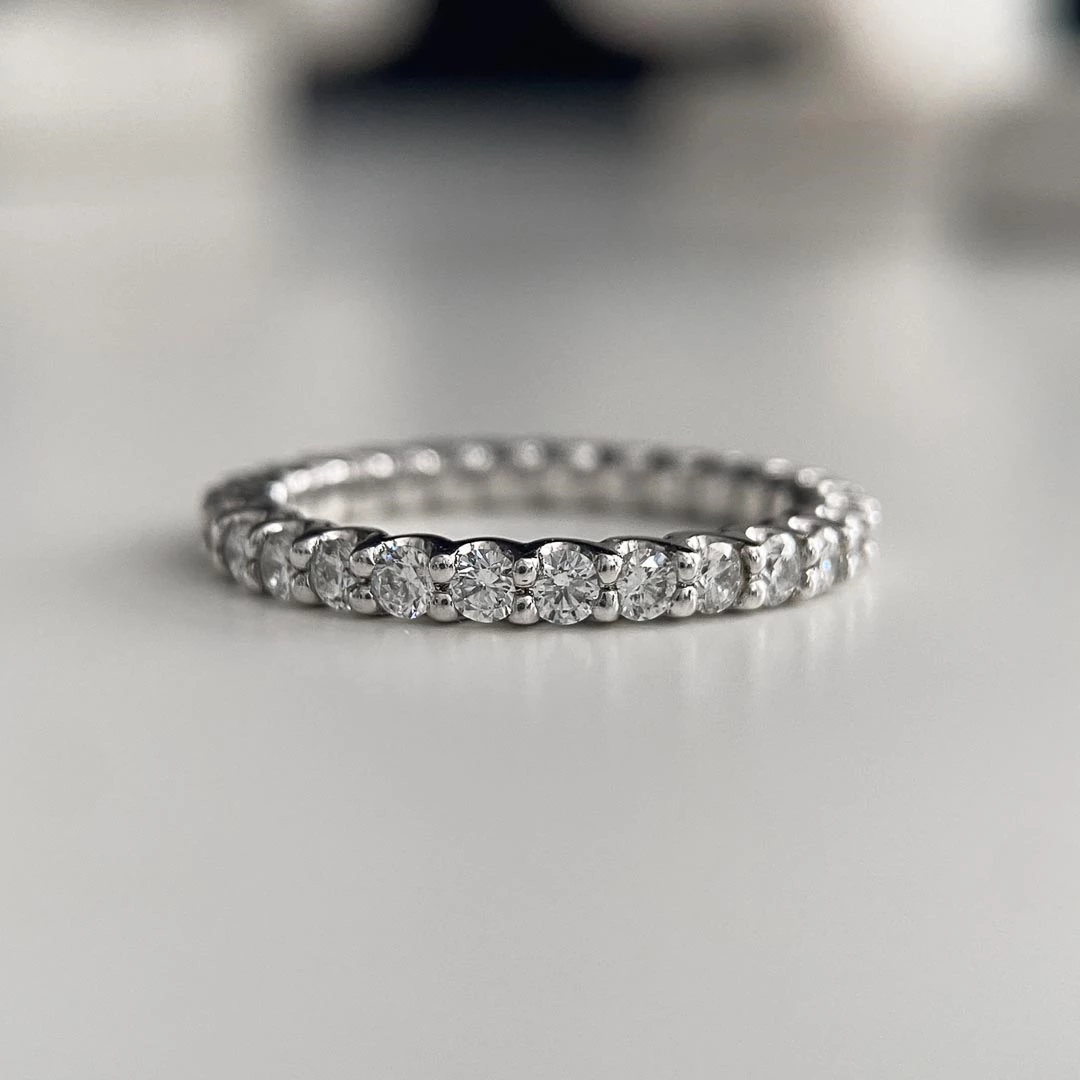 Platinum 2.3mm Full U Collet Set Diamond Ring