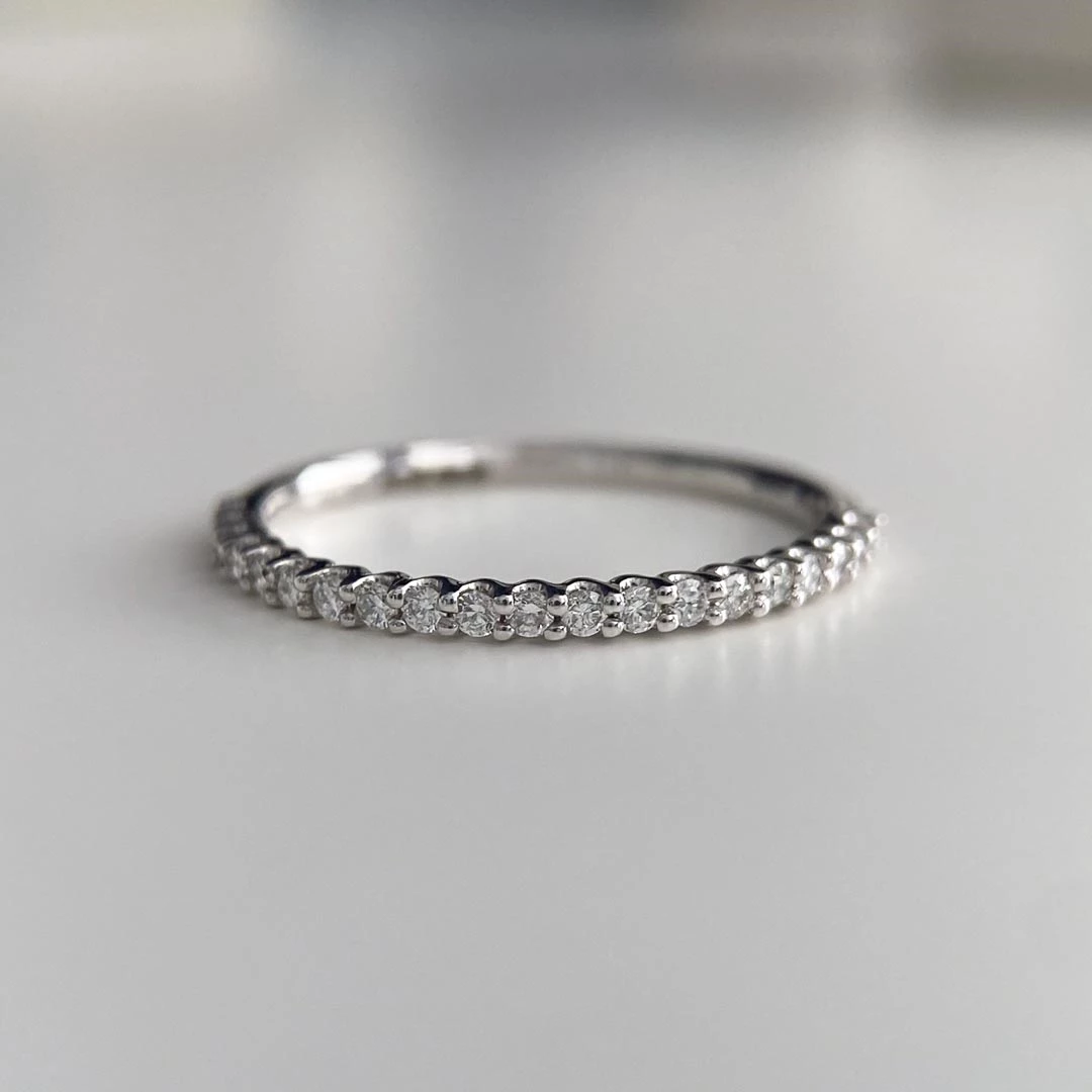 18K White Gold 1.5mm Half U Collet Diamond Set Ring