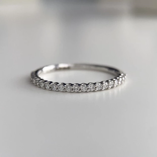 18K White Gold 1.5mm Half U Collet Diamond Set Ring