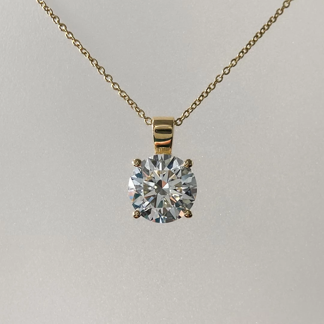 2.50ct Lab-Grown Round Brilliant Ettore Diamond Pendant in 18K Yellow Gold