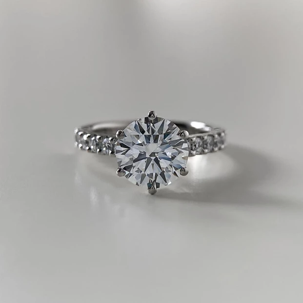 1.90ct Lab-Grown Round Brilliant Diamond Set Six Claw Amorette Ring in Platinum