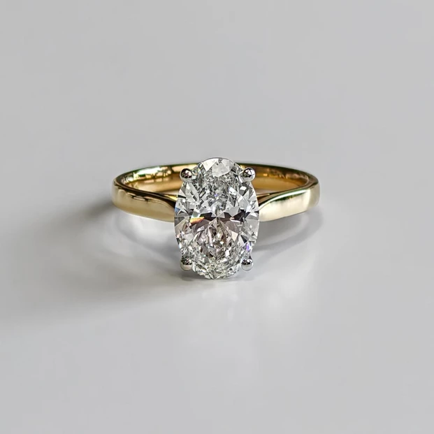 2.55ct Lab-Grown Oval Clara Diamond Ring in 18K Yellow Gold and Platinum