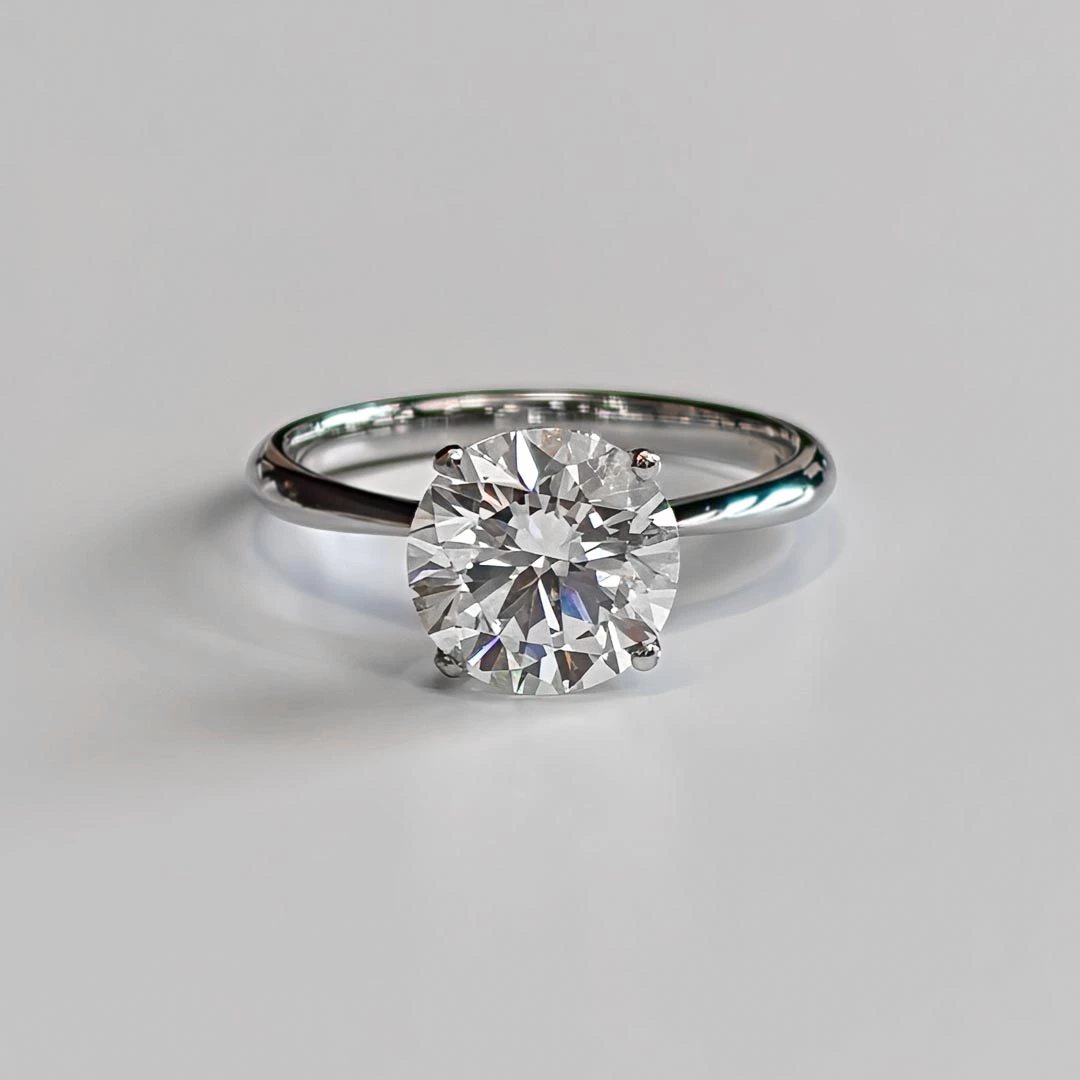 3.04ct Lab-Grown Round Brilliant Amorette Diamond Ring in Platinum