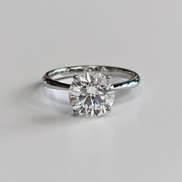 3.04ct Lab-Grown Round Brilliant Amorette Diamond Ring in Platinum