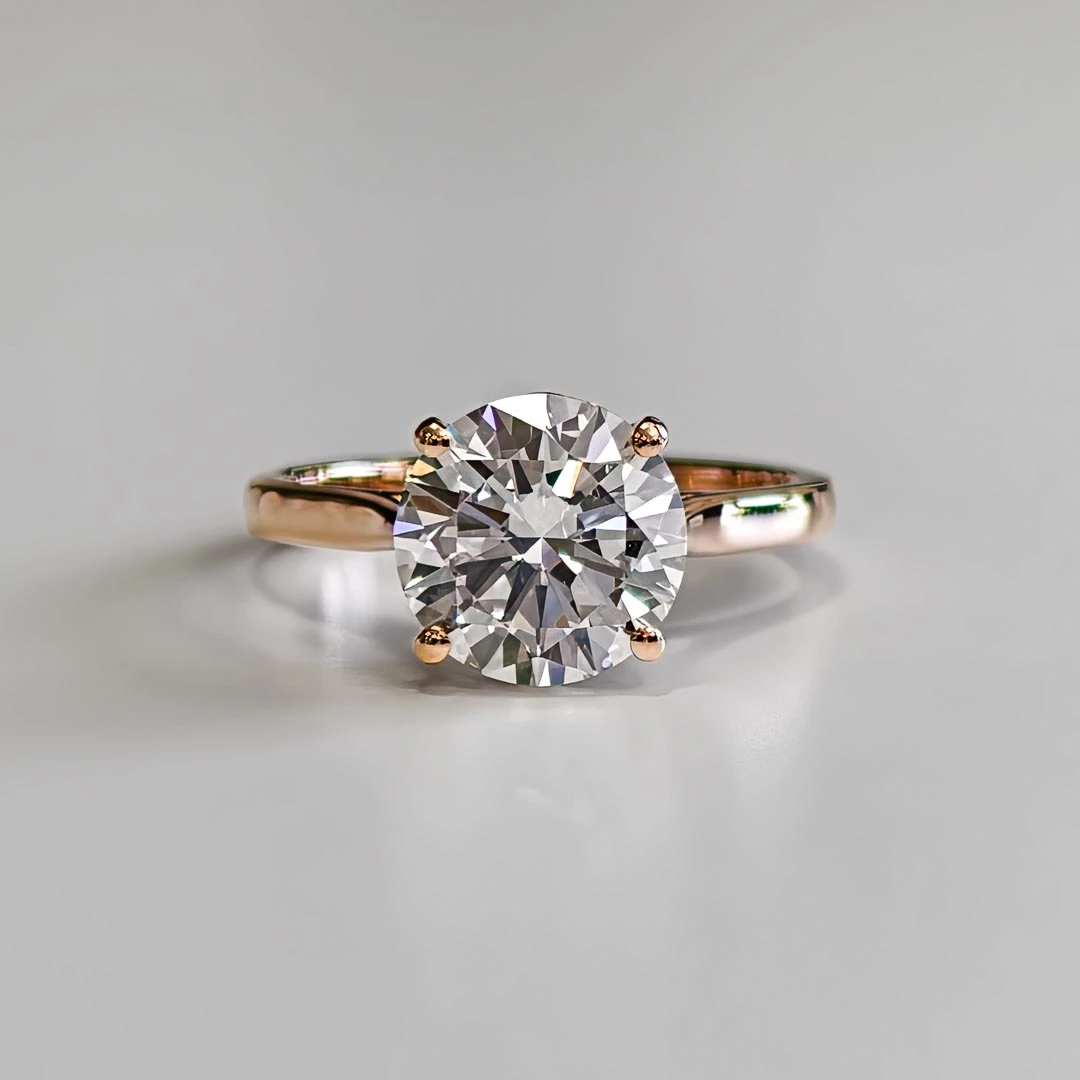2.87ct Lab-Grown Round Brilliant Cuore Diamond Ring in 18K Rose Gold