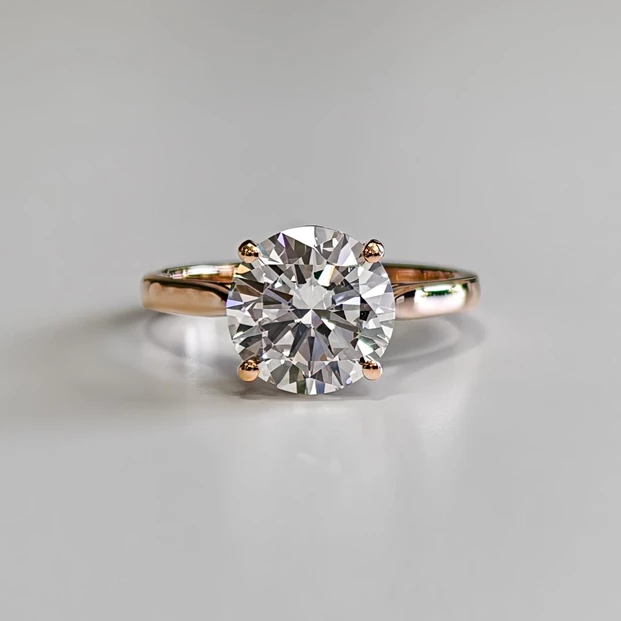 2.87ct Lab-Grown Round Brilliant Cuore Diamond Ring in 18K Rose Gold