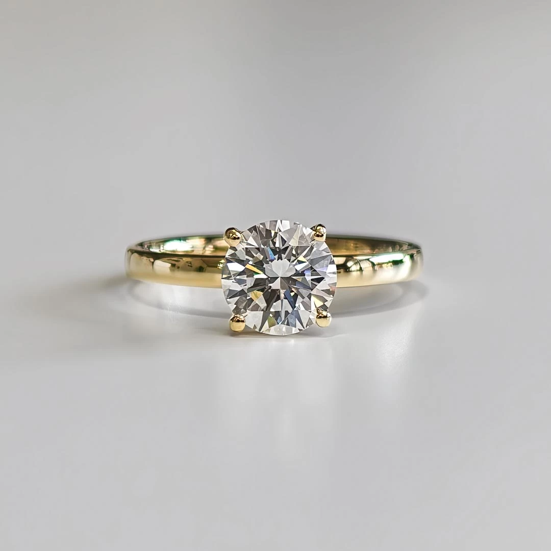 1.40ct Lab-Grown Round Brilliant Solitaire Diamond Ring in 18K Yellow Gold