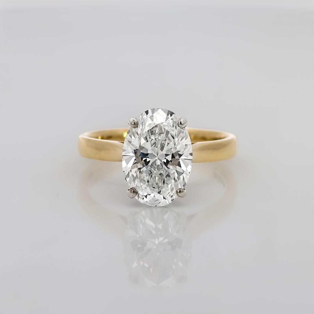3.03ct Lab-Grown Oval Clara Diamond Ring in 18K Yellow and White Gold