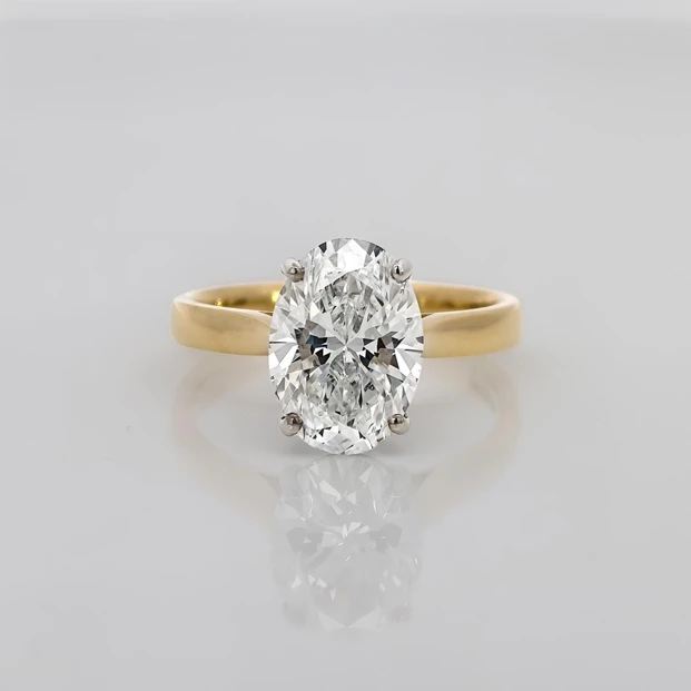 3.03ct Lab-Grown Oval Clara Diamond Ring in 18K Yellow and White Gold