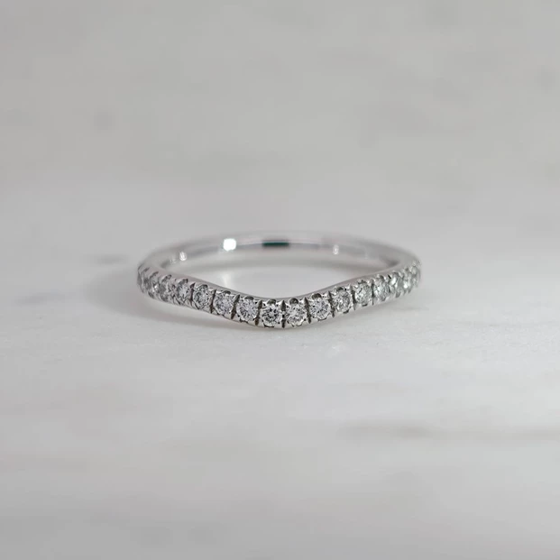 18K White Gold 2.2mm Curved Half Micro Set Diamond Ring