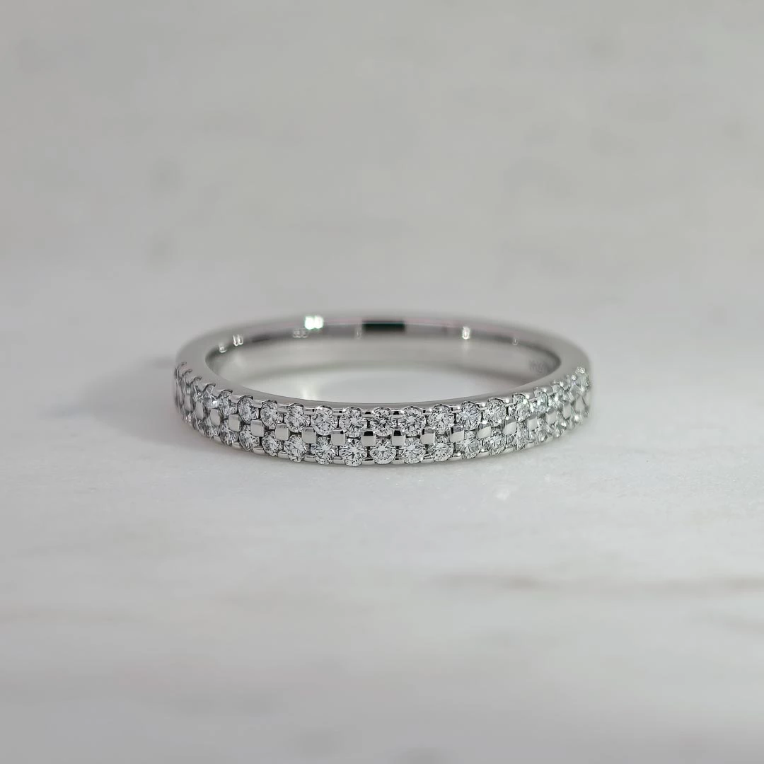 Platinum 3.2mm Double Row Half Micro Set Diamond Ring