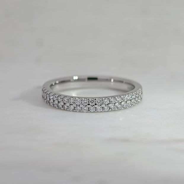Platinum 3.2mm Double Row Half Micro Set Diamond Ring