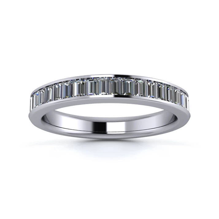 Platinum 3mm Full Portrait Baguette Channel Diamond Set Ring